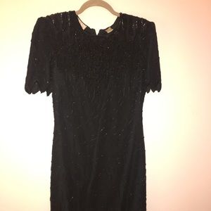 Vintage beaded black evening dress 1980s